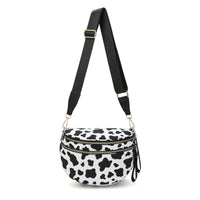 DOYOGI Black and White Checkered Spacious Bum Bag Crossbody Bags for Women Nylon Travel essentials Shoulder Bag Lady Light Bag