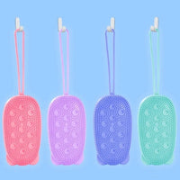 Double Side Silicone Bubble Bath Body Brush with Soap Storage Sponge Massage Scalp Scrubber Skin Clean Shower Exfoliating Mitt
