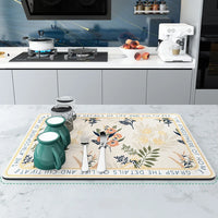 Napa Skin Drain Mat Kitchen Rubber Dish Drying Pad Super Absorbent Drainer Mats Tableware Bottle Rug Kitchen Dinnerware Placemat