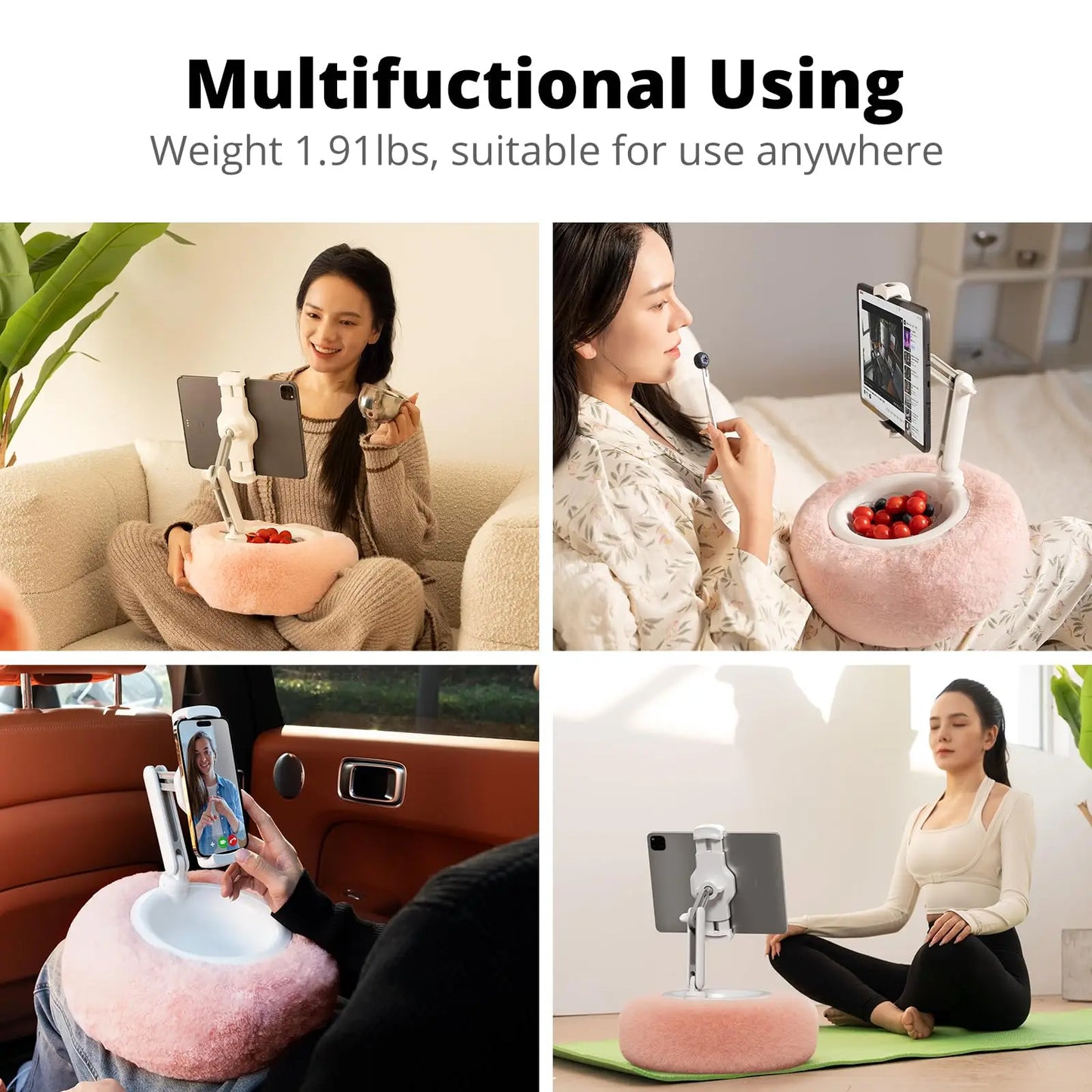 New 2025 Plush Pillow Phone Tablet Bracket Desktop Stand Adjustable Length Angle For Live Straming Video Chat Lazy Tablet Holder