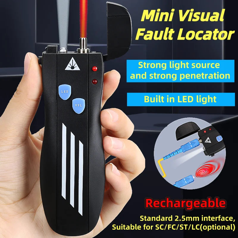 COMPTYCO FTTH Mini Visual Fault Locator 1/10/20/30/50mW Rechargeable VFL Fiber Optic Cable Tester SC/FC/ST 2.5mm Interface