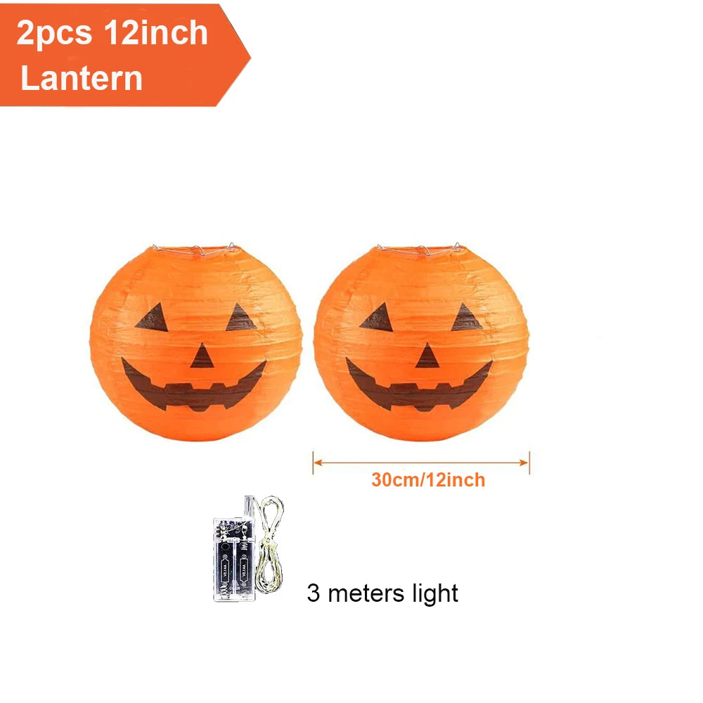 Halloween Pumpkin Lantern Jack O Hanging Paper Lanterns With Lights for Halloween Spooky Home Outdoor Indoor Party Decoration