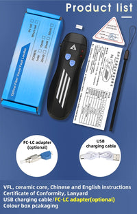 COMPTYCO FTTH Mini Visual Fault Locator 1/10/20/30/50mW Rechargeable VFL Fiber Optic Cable Tester SC/FC/ST 2.5mm Interface