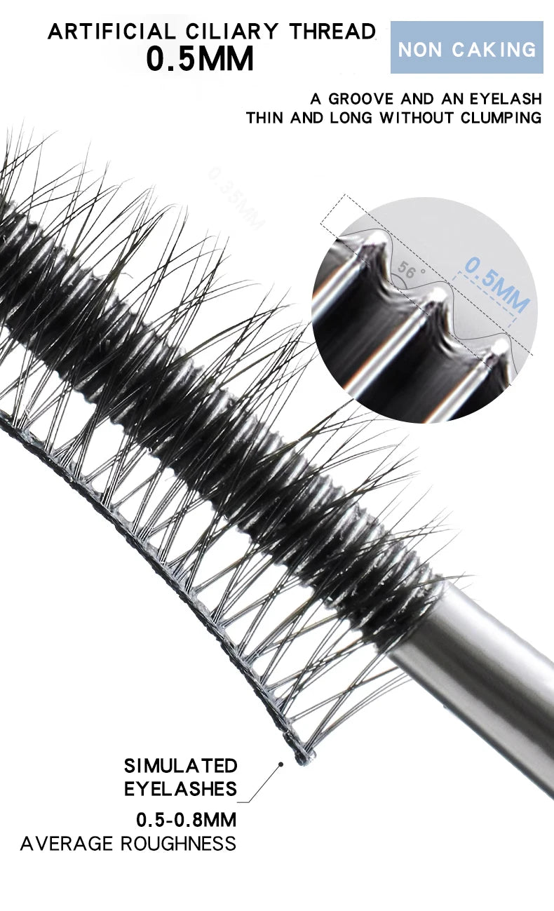 MACKANDY Waterproof 3D Lengthening Mascara Black Eyelash Extension Eye Lashs Brush Long-Wearing Silk Mascara Cosmetics Gift