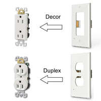Duplex Electrical Outlet Modern Plugboard Plug-In  Electrical Receptacle Wall Plate With LED Night Lights - Auto On/Off Sensor