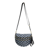 DOYOGI Black and White Checkered Spacious Bum Bag Crossbody Bags for Women Nylon Travel essentials Shoulder Bag Lady Light Bag