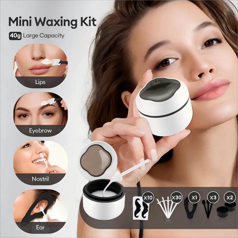 Mini Wax Heater Machine 40g Silicone Bowl Wax Warmer Nose Ear Hair Removal Waxing Kit Wax Bean Wax Heating Melting Pot Melter