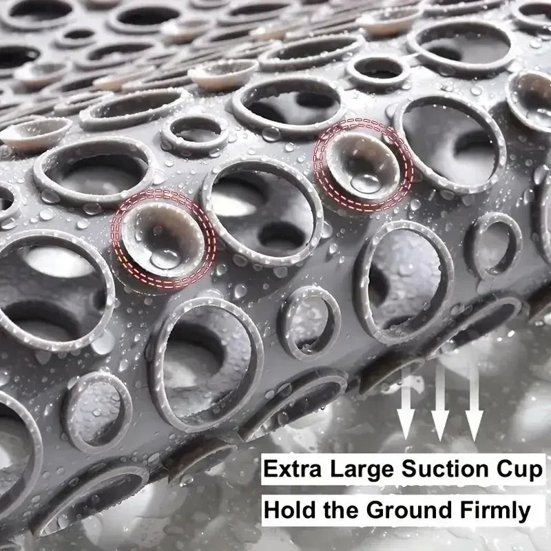 Square Non-slip Bathroom Mat with Suction Cup and Round Hole Design Shower Anti-fall Household Shower Massage Quick Drainage Mat