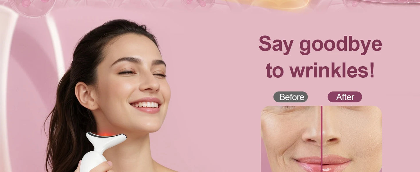 Facial and neck massager: women's red light therapy, skin lifting beauty device, 7-in-1 LED facial sculpting tool, suitable for