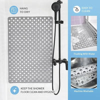 Square Non-slip Bathroom Mat with Suction Cup and Round Hole Design Shower Anti-fall Household Shower Massage Quick Drainage Mat