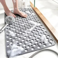 Square Non-slip Bathroom Mat with Suction Cup and Round Hole Design Shower Anti-fall Household Shower Massage Quick Drainage Mat