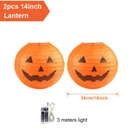Halloween Pumpkin Lantern Jack O Hanging Paper Lanterns With Lights for Halloween Spooky Home Outdoor Indoor Party Decoration