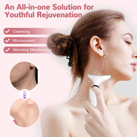 Neck Facial Massager Face Sculpting Tool with Rechargeable Base Microcurrent Beauty Device 7 Color LED Vibration for Skin Care
