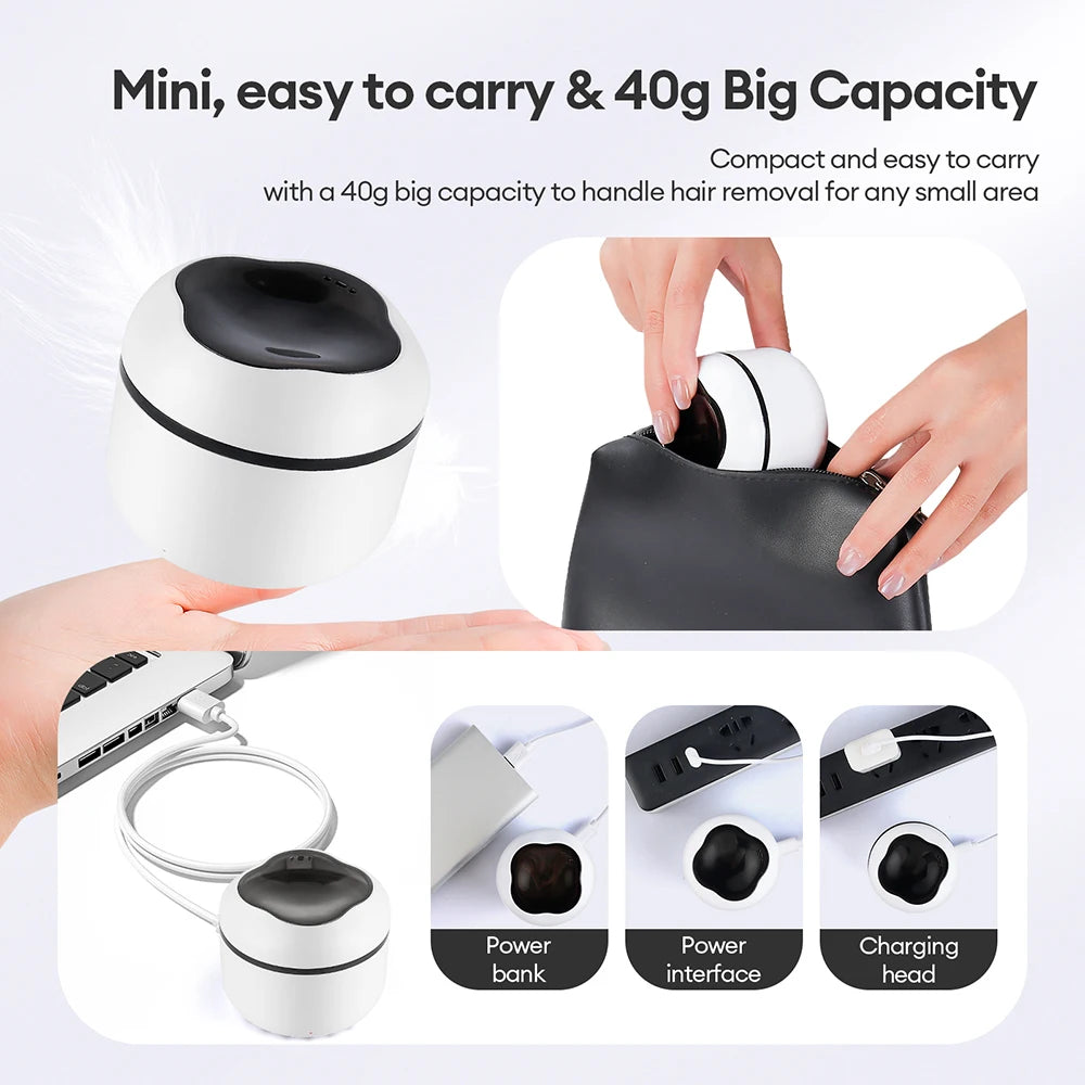 Mini Wax Heater Machine 40g Silicone Bowl Wax Warmer Nose Ear Hair Removal Waxing Kit Wax Bean Wax Heating Melting Pot Melter