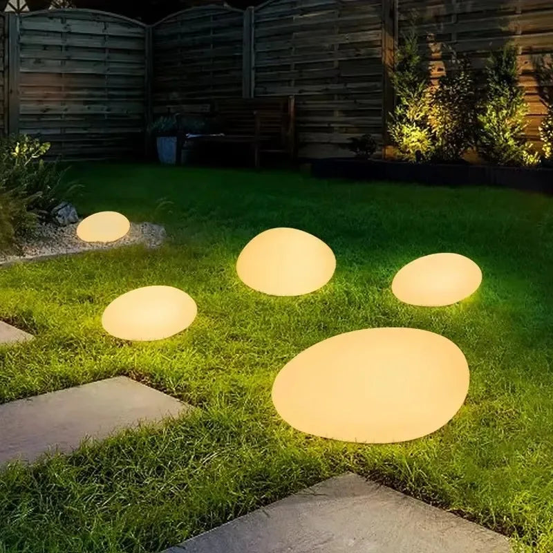 Solar Pebble Lights Outdoor Waterproof IP65, Decorative Garden Stone Lights for Pathway/Lawn/Yard, 8H Auto Lighting Solar Light
