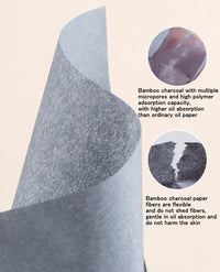 100 Sheets Bamboo Charcoal Oil Absorbing Paper Portable Powder Puff Mirror Facial Refreshing Oil Control Makeup Setting Sponge