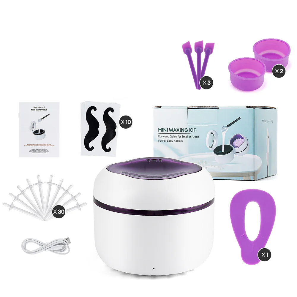 Mini Wax Heater Machine 40g Silicone Bowl Wax Warmer Nose Ear Hair Removal Waxing Kit Wax Bean Wax Heating Melting Pot Melter
