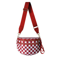 DOYOGI Black and White Checkered Spacious Bum Bag Crossbody Bags for Women Nylon Travel essentials Shoulder Bag Lady Light Bag