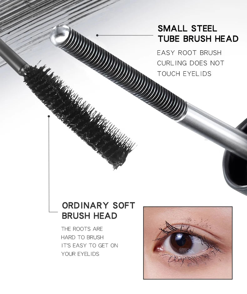 MACKANDY Waterproof 3D Lengthening Mascara Black Eyelash Extension Eye Lashs Brush Long-Wearing Silk Mascara Cosmetics Gift
