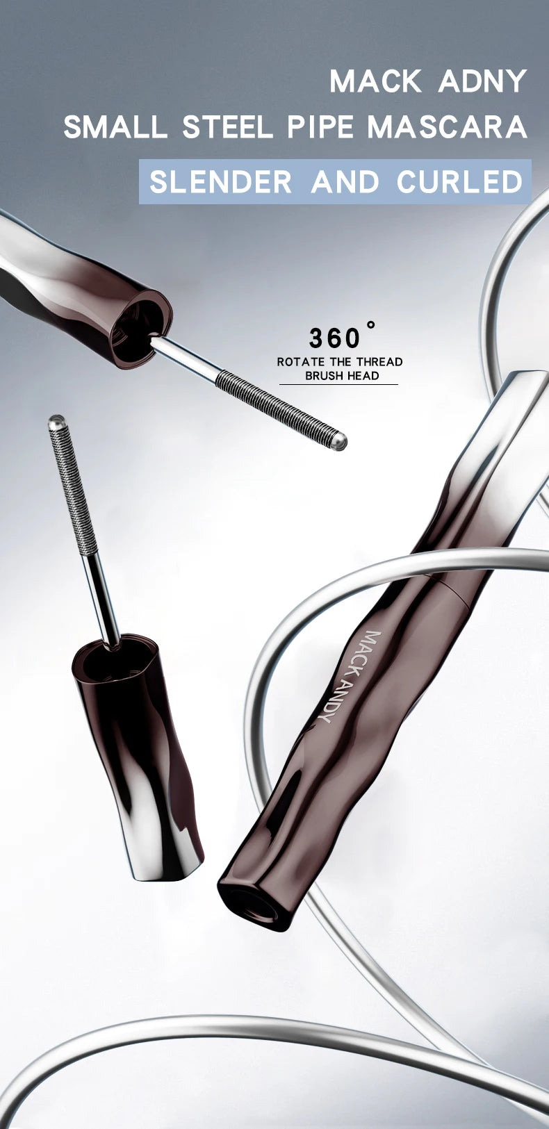 MACKANDY Waterproof 3D Lengthening Mascara Black Eyelash Extension Eye Lashs Brush Long-Wearing Silk Mascara Cosmetics Gift