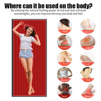 Full Body Red Light Mat 71"x 31" Red Light Blanket 1280 LEDs Red Near Infrared 660nm 850nm Full Body Pad for Body Pain Relief