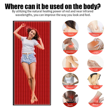 Full Body Red Light Mat 71"x 31" Red Light Blanket 1280 LEDs Red Near Infrared 660nm 850nm Full Body Pad for Body Pain Relief