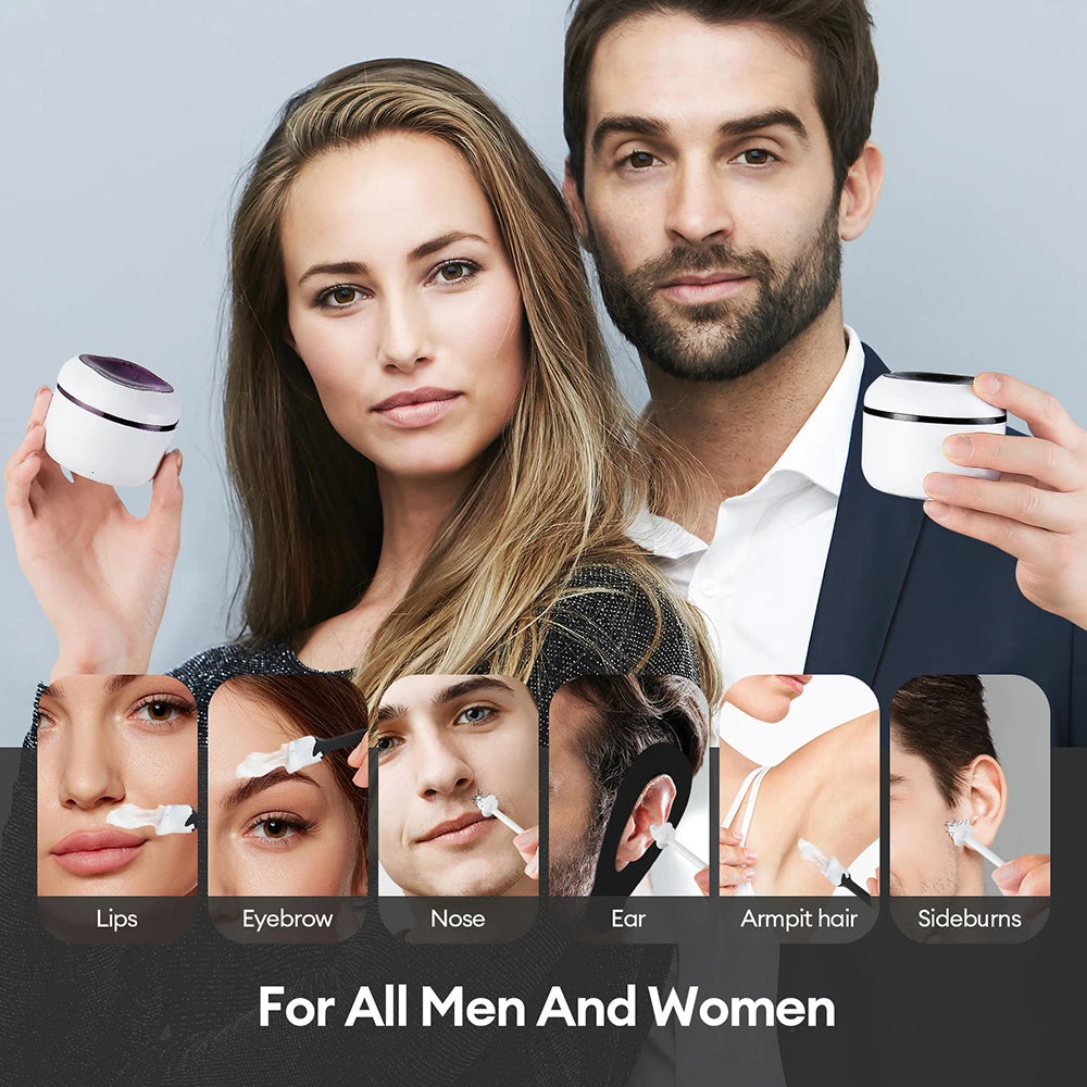 Mini Wax Heater Machine 40g Silicone Bowl Wax Warmer Nose Ear Hair Removal Waxing Kit Wax Bean Wax Heating Melting Pot Melter