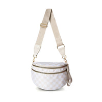 DOYOGI Black and White Checkered Spacious Bum Bag Crossbody Bags for Women Nylon Travel essentials Shoulder Bag Lady Light Bag