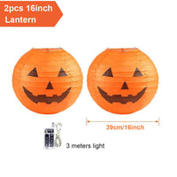 Halloween Pumpkin Lantern Jack O Hanging Paper Lanterns With Lights for Halloween Spooky Home Outdoor Indoor Party Decoration