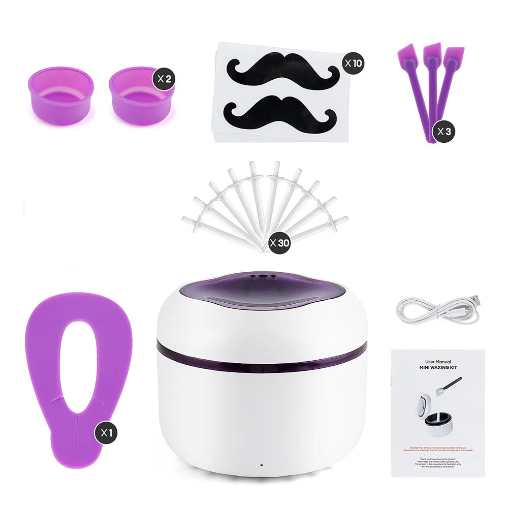 Mini Wax Heater Machine 40g Silicone Bowl Wax Warmer Nose Ear Hair Removal Waxing Kit Wax Bean Wax Heating Melting Pot Melter