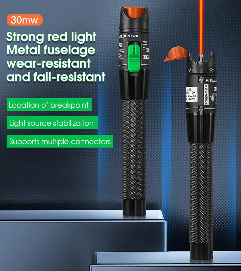 FTTH 30mW Visual Fault Locator Optical Fiber Cable Testrer Pen Style VFL 2.5mm Interface (SC/FC/ST) VFL Fiber Optic Tester Tool