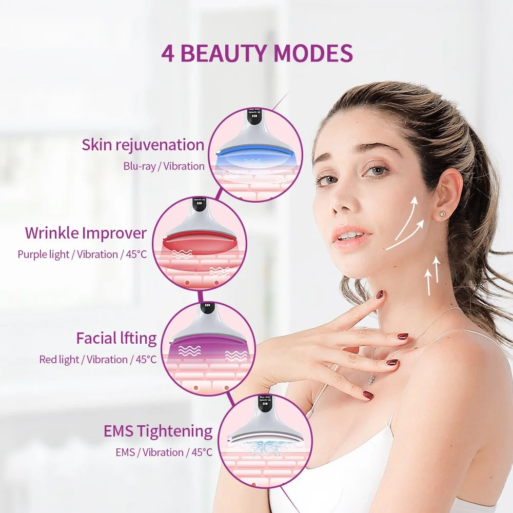 Neck Face Lifting Massager Face V Line Chin Lift Up Double Chin Remover Anti Neck Wrinkle 3 Colors LED Facial Neck Beauty Device