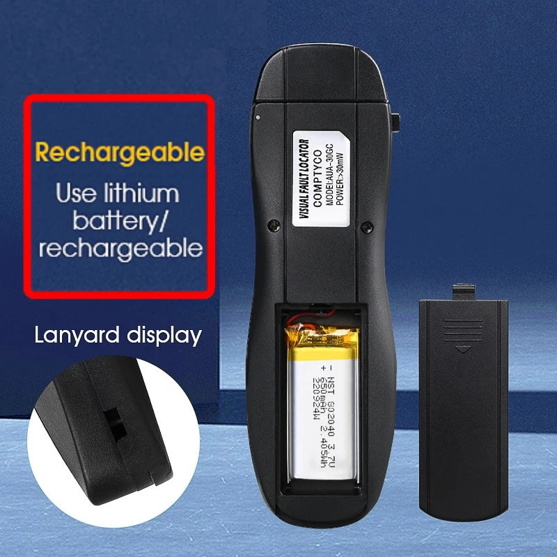 COMPTYCO FTTH Mini Visual Fault Locator 1/10/20/30/50mW Rechargeable VFL Fiber Optic Cable Tester SC/FC/ST 2.5mm Interface