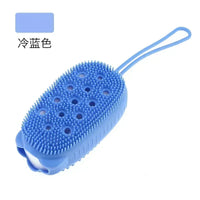 Double Side Silicone Bubble Bath Body Brush with Soap Storage Sponge Massage Scalp Scrubber Skin Clean Shower Exfoliating Mitt