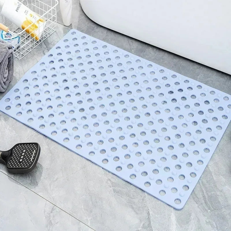 Square Non-slip Bathroom Mat with Suction Cup and Round Hole Design Shower Anti-fall Household Shower Massage Quick Drainage Mat