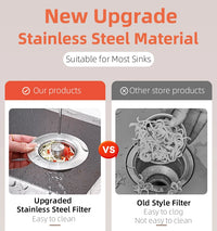 Kitchen Sink Drain Strainer Stainless Steel Pop Up Sink Stopper Anti-Clogging Sink Food Catcher Basket Odor Filter Sink Plug