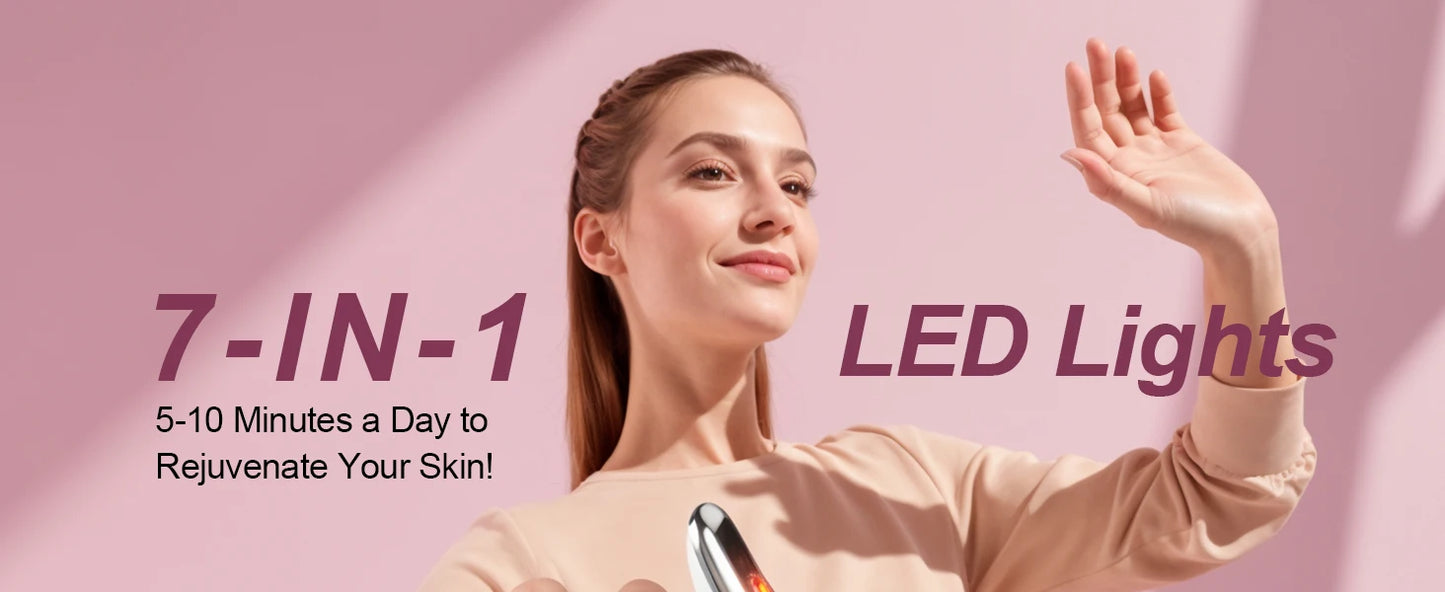 Facial and neck massager: women's red light therapy, skin lifting beauty device, 7-in-1 LED facial sculpting tool, suitable for