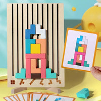 Wooden Puzzle Toy Stacking Game for Family Gathering Activity Brain Teaser STEM for Kids Adults Montessori Educational Sensory