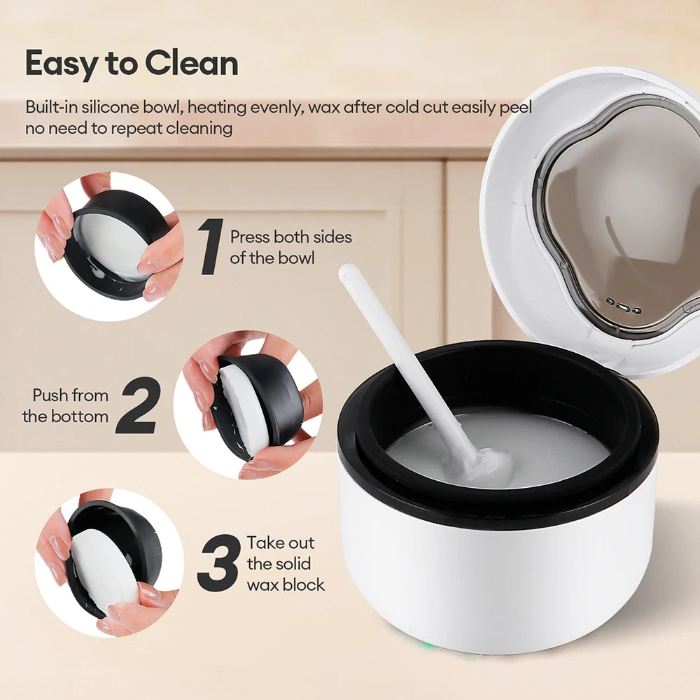 Mini Wax Heater Machine 40g Silicone Bowl Wax Warmer Nose Ear Hair Removal Waxing Kit Wax Bean Wax Heating Melting Pot Melter
