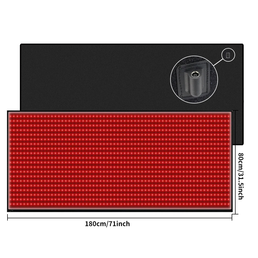 Full Body Red Light Mat 71"x 31" Red Light Blanket 1280 LEDs Red Near Infrared 660nm 850nm Full Body Pad for Body Pain Relief
