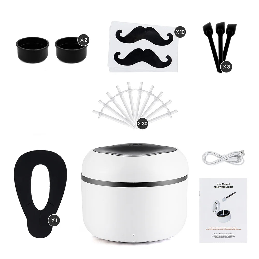 Mini Wax Heater Machine 40g Silicone Bowl Wax Warmer Nose Ear Hair Removal Waxing Kit Wax Bean Wax Heating Melting Pot Melter
