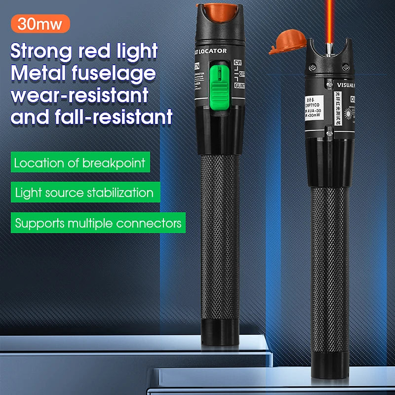 FTTH 30mW Visual Fault Locator Optical Fiber Cable Testrer Pen Style VFL 2.5mm Interface (SC/FC/ST) VFL Fiber Optic Tester Tool