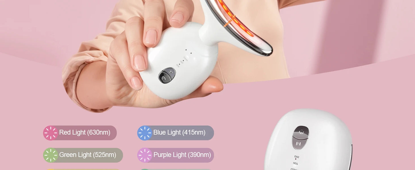 Facial and neck massager: women's red light therapy, skin lifting beauty device, 7-in-1 LED facial sculpting tool, suitable for