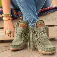Boots Women 2024 Plus Size Tassel Short  Autumn and Winter New Flat Boots Retro Fashion Thick Sole Ankle Keep Women Boots  Goth