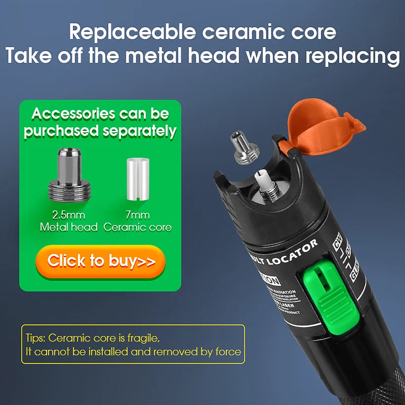 FTTH 30mW Visual Fault Locator Optical Fiber Cable Testrer Pen Style VFL 2.5mm Interface (SC/FC/ST) VFL Fiber Optic Tester Tool