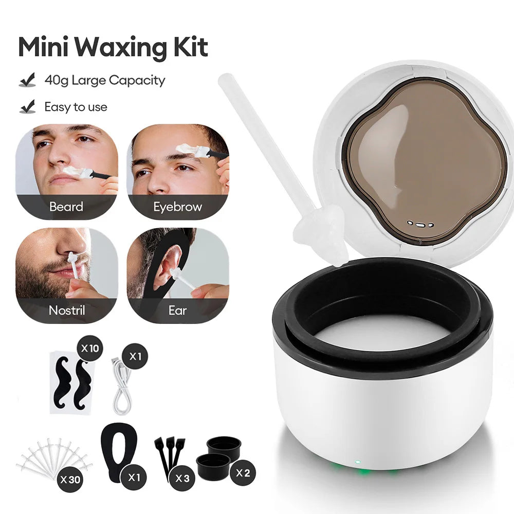 Mini Wax Heater Machine 40g Silicone Bowl Wax Warmer Nose Ear Hair Removal Waxing Kit Wax Bean Wax Heating Melting Pot Melter