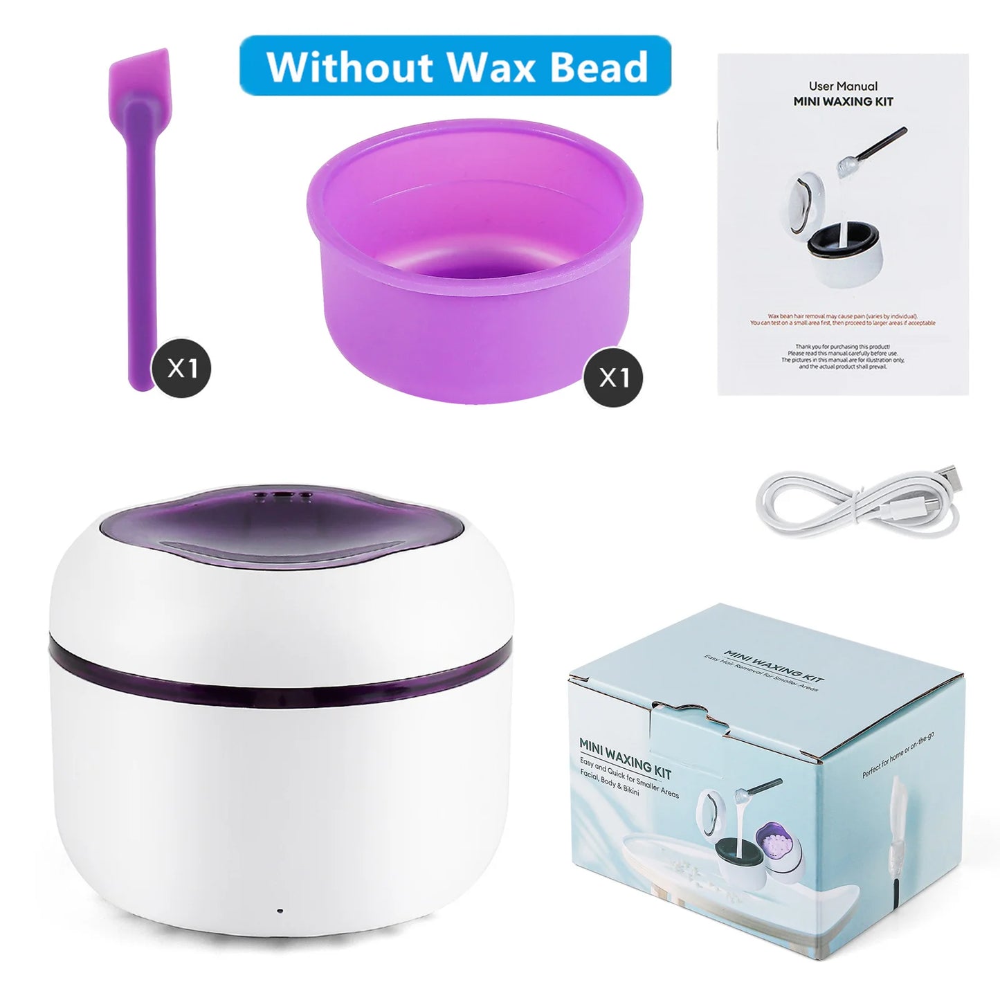 Mini Wax Heater Machine 40g Silicone Bowl Wax Warmer Nose Ear Hair Removal Waxing Kit Wax Bean Wax Heating Melting Pot Melter