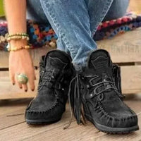 Boots Women 2024 Plus Size Tassel Short  Autumn and Winter New Flat Boots Retro Fashion Thick Sole Ankle Keep Women Boots  Goth