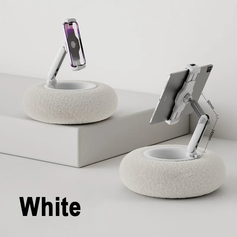 New 2025 Plush Pillow Phone Tablet Bracket Desktop Stand Adjustable Length Angle For Live Straming Video Chat Lazy Tablet Holder