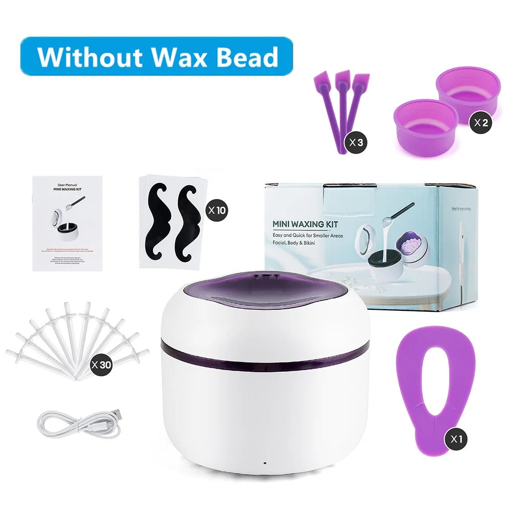 Mini Wax Heater Machine 40g Silicone Bowl Wax Warmer Nose Ear Hair Removal Waxing Kit Wax Bean Wax Heating Melting Pot Melter